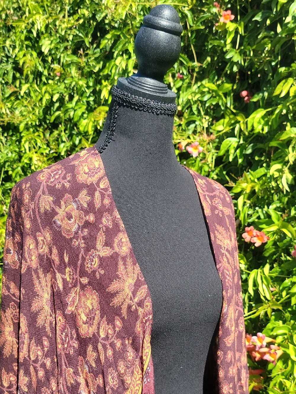 Sundance Long Kimono, Browns And Burgandy Boho Vibes - Picture 4 of 13